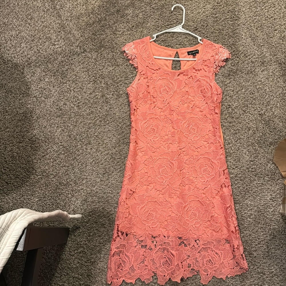 Rose Pink midi dress with knit lace. Size 3